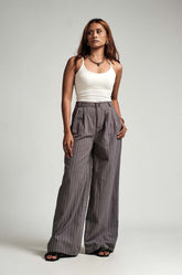 Pinstriped Pants - Dark Grey